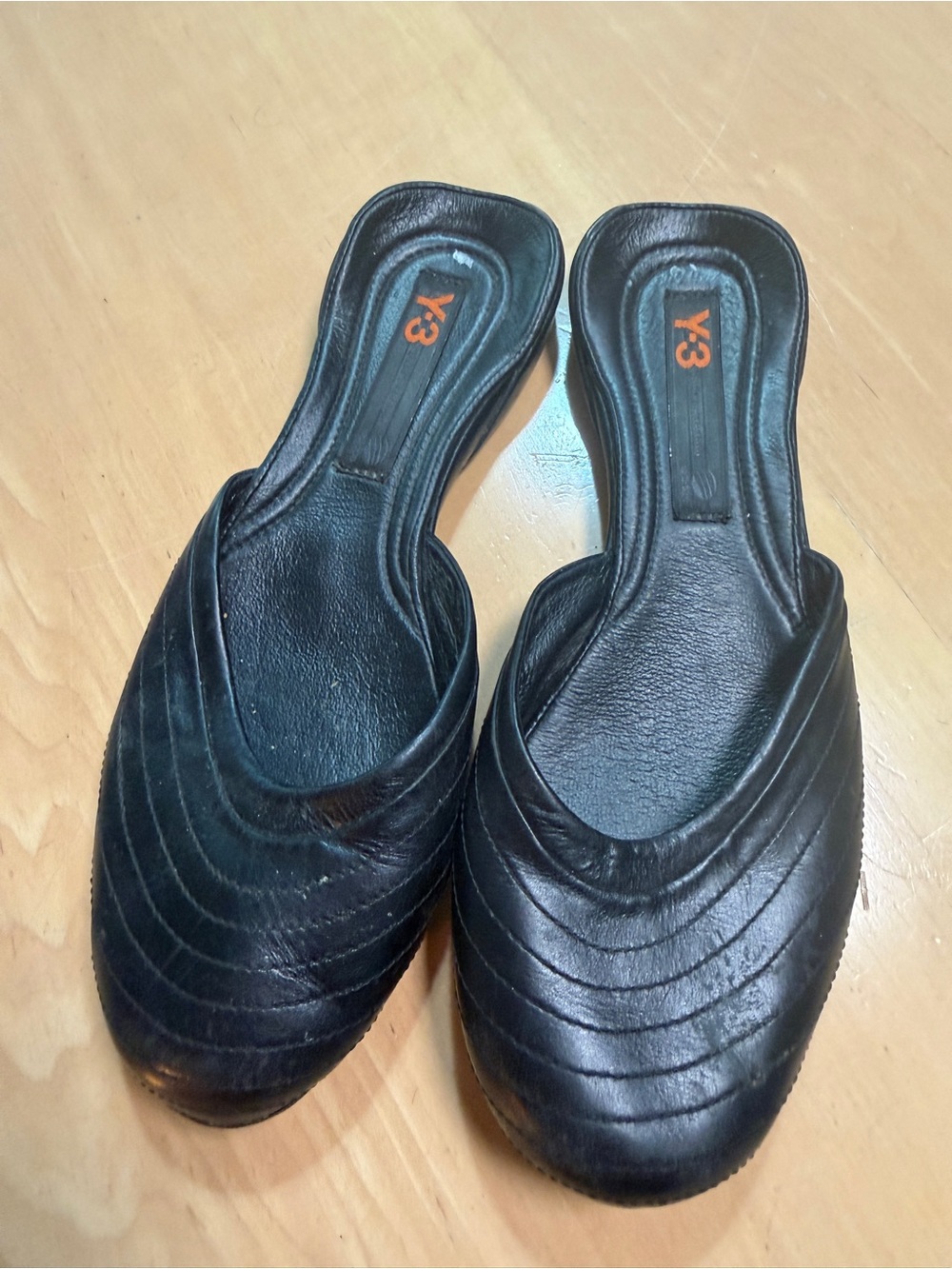 Y-3 RARE Black Leather Slip-On Women’s Flats- 7